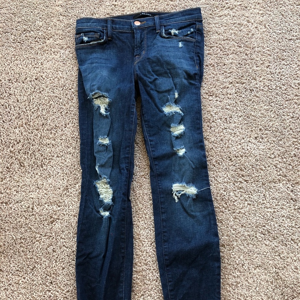 J Brand cropped “demented troubl” denim jeans